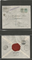E-Alfonso Xiii. 1915 (2 Sept) 275º, 272º. Palomos, Gerona - Suiza, Basilea (6 Sept) Bonito Sobre Certificado Tarifa 50c. - Sonstige & Ohne Zuordnung