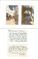 Marruecos. 1930 (14 Mayo) 2 Tarjetas Postales Con Explicaciones Visitas De Tetuan De Pintura De Mariano Bertuchi, El Dis - Maroc (1956-...)
