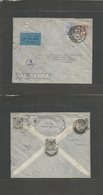 Straits Settlements Singapore. 1933 (6 Sept) Singapore - Germany, Poessneck. Air Multifkd Envelope Front + Reverse + Mix - Singapour (1959-...)