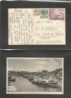 Straits Settlements Singapore. 1949 (19 Oct) Singapore - Switzerland, Latour De Peilz. UPU. Air Fkd Photo View Ppc. Sing - Singapour (1959-...)