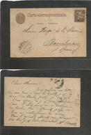 Switzerland - Stationery. 1880 (28 Feb) Bern - Spain, Barcelona (1 March) 5c Brown Stat Card + 5c Adtl, Cds. A Better De - Other & Unclassified