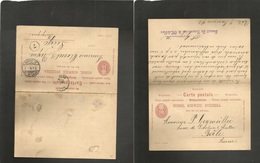 Switzerland - Stationery. 1892 (7 Jan) Bale - Belgium, Liege (9 Jan) Doble 10c Red Stat Card Used On Way Out. XF Comerci - Andere & Zonder Classificatie