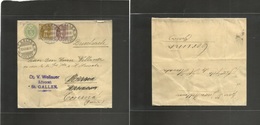 Switzerland - Stationery. 1908 (12 Dec) St. Gallen - Coruña, Galicia, Spain. 5c Green Stat Complete Wrapper + 2 Adtls, M - Autres & Non Classés