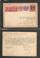 Switzerland - Stationery. 1930 (10 July) Waldhaus - Netherlands, Amsterdam (12 July) And Returned With New Dutch Frankin - Andere & Zonder Classificatie