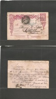 Turkey. 1892 (22 May) Constantinople - Spain, Madrid (28 May) Via Instambul. 20 Red Stationary Card. Better Scarce Desti - Other & Unclassified