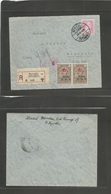 Turkey. 1939 (24 April) Beyoglu - Lebanon, Beyrouth (28 Apri) Registered Multifkd Envelope Incl Provisional Ovptd Pair + - Autres & Non Classés