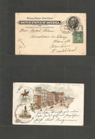 Usa - Stationery. 1898 (Dec 20) Brooklyn, Sta A - Germany, Rheinhessen. 1c Black Stat Color Chromolitho NY Ppc + 1c Adtl - Autres & Non Classés