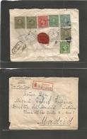 Venezuela. 1915 (Oct) Caracas - Spain, Madrid (Nov 10) Registered Reverse Multifkd, Mixed Issues Envelope R-label On Fro - Venezuela