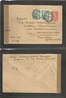 Yugoslavia. 1951 (18 Nov) Slav Brod - Germany, British Zone, Rheinhausen. 3 Din Red Stat Env + 2 Adtls, Censored Label.  - Otros & Sin Clasificación