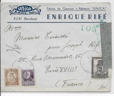 1938 - LETTRE PUB De RUBI Avec CENSURE REPUBLICAINE => PARIS - Briefe U. Dokumente