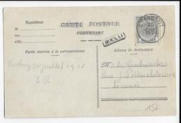 BELGIQUE - 1920 - CARTE Avec MARQUE LINEAIRE De HOCKAI + DATEUR STAVELOT - Langstempel