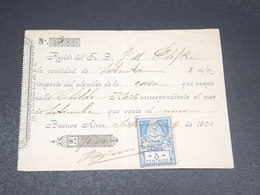 ARGENTINE - Timbre Fiscal Sur Document En 1901 - L 19927 - Lettres & Documents