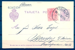 1922 , ENTERO POSTAL ED. 50 , BARCELONA - MÜNICH , FRANQUEO COMPLEMENTARIO - 1850-1931