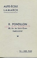 Carte De Pointage Auto Ecole Lamark Paris Des Années 1950 - Matériel Et Accessoires