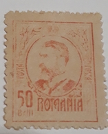 Error  King Carol I, Romania 1908 King Carol I 50 Bani Orange, Without  Gravure, Model In Right Mnh - Unused Stamps