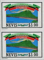 NEVIS 1984 Volcano $3.00 Independence IMPERF.PAIR - Volcanos