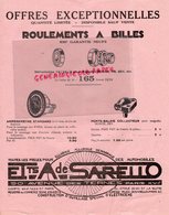 75- PARIS- PUBLICITE ETS. A DE SARELLO-90 AVENUE DES TERNES -ROULEMENTS A BILLES- AMPEREMETRE-ECLAIRAGE-ALLUMAGE AUTO - Automobil
