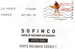 Delcampe - TIMBRE PERSONALISER DON DU SANG   SUR LETTRE BAVURE D ENCRE ROUGE A LA POSTE - Used Stamps