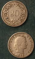 M_p> Svizzera 20 Rappen 1883 - Rame Nichel - 20 Centimes / Rappen