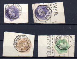 1871   Belgique, , Télégraphe 3 – 4 – 5ob, Cote 75 €, - Sellos Telégrafos [TG]