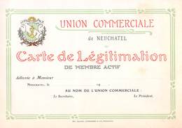 Union Commerciale De Neuchâtel Carte De Légitimation De Membre Actif, Vierge (Début XXème Siècle)  - Suisse - Otros & Sin Clasificación