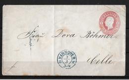 Hannover-1859 1 Gr Red Postal Stationery Letter Hannover Cover To Celle - Hannover