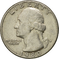 Monnaie, États-Unis, Washington Quarter, Quarter, 1980, U.S. Mint, Denver, TTB - 1932-1998: Washington