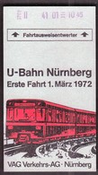 Germany Nurnberg 1972 / U Bahn / Metro / Subway / Trains / Railway / Ticket - Europe