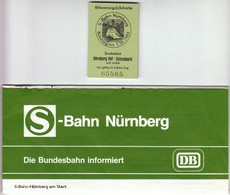 Germany Nurnberg 1983 / S Bahn / Metro / Subway / Trains / Railway / Ticket + Plan / First Ride - Europe