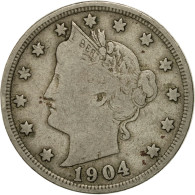 Monnaie, États-Unis, Liberty Nickel, 5 Cents, 1904, U.S. Mint, Philadelphie - 1883-1913: Liberty (Libertà)