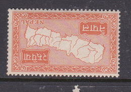 Nepal, Scott 83 1954 Map Of Nepal,2r Orange,Mint Never Hinged - Nepal