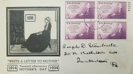 O) 1934 UNITED STATES -USA, WRITE LETTER TO MOTHER, FDC USED XF - 1851-1940