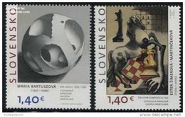 Slovaquie 2016 Série De 2 Timbres Art Sur Les Timbres Les Echecs (SIMEROVA MARTINCEKOVA) Et Sculpture De BARTUSZOVA - Ungebraucht