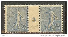 N° 132 SEMEUSE 25c LIGNEE MILLESIME 6 AVEC IMPRESSION RECTO VERSO SUPERBE ET RARE ** - Nuevos