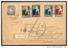 LETTONIE N° 39/42+50 SUR LETTRE RECOMMANDEE DE RIGA A DEST. DE FRANCE+REEXPEDIEE EN ALLEMAGNE - Lettonia