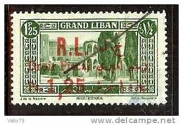 GRAND LIBAN N° 55 SURCHARGE DROIT FISCAL ROUGE 1,25Ps OBLITERE - Altri & Non Classificati