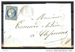 N° 4 VARIETE SANS FILET DU BAS OBLITERE PC  DE CHAUMONT EN BASSIGNY SUR LETTRE - 1849-1850 Cérès