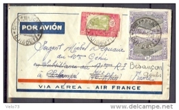 COTE DES SOMALIS N° 98x2+128 SUR LETTRE AIR FRANCE DE DJIBOUTI DU 14/6/38 - Storia Postale