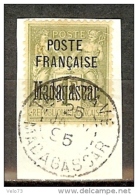 MADAGASCAR N° 21 OBLITERE SUR FRAGMENT  SIGNE SCHELLER - Usados