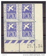 N° 294 COLOMBE DE LA PAIX COIN DATE DU 29/1/34 ** - 1930-1939