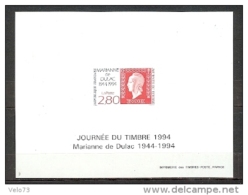 N° 2864 JOURNEE DU TIMBRE 1994 EN BLOC FEUILLET GOMME NON DENTELE ** - Prove Di Lusso