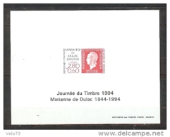 N° 2863 JOURNEE DU TIMBRE 1994 EN BLOC FEUILLET GOMME NON DENTELE ** - Prove Di Lusso