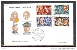 ST PIERRE N° 380/383 SUR ENVELOPPE PJ ILLUSTREE - Covers & Documents