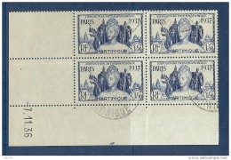 MARTINIQUE N° 166 EXPO PARIS 1937 EN COIN DATE OBLITERE DE 1937 - Oblitérés