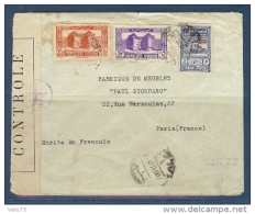 SYRIE N° 257+258+296 TIMBRE FISCAL SUR LETTRE CENSUREE - Storia Postale