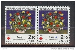 N° 2345 CROIX ROUGE VARIETE GROS POINT BLEU APRES CALY TENANT A NORMAL ** - Unused Stamps