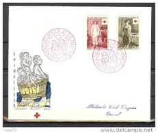 N° 1089/1090 CROIX ROUGE 1956 SUR ENVELOPPE PJ ILLUSTREE - 1950-1959