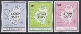 St. Vincent 1979 Non-issued Packet Stamps With "STAMP DUTY" Overprint - Map Of St. Vincent - Mi Paketmarken 1-3 ** MNH - St.Vincent (...-1979)