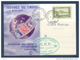 CARTE JOURNEE DU TIMBRE DE BONE DE 1939 - Storia Postale