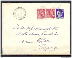 ENVELOPPE PAIX 90c BLEU OBLITEREE LES AYZIES DE TAYAC DE 1941 - Standard Covers & Stamped On Demand (before 1995)